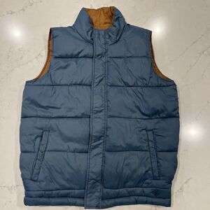 Totto‎ Columbia Mens Reversible Blue Gold Puffer Vest Knit Waistband